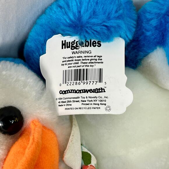 VTG Blue Penguin Plush Commonwealth Toys Huggables Pink Hat Floral Tie Stuffed - Picture 10 of 10